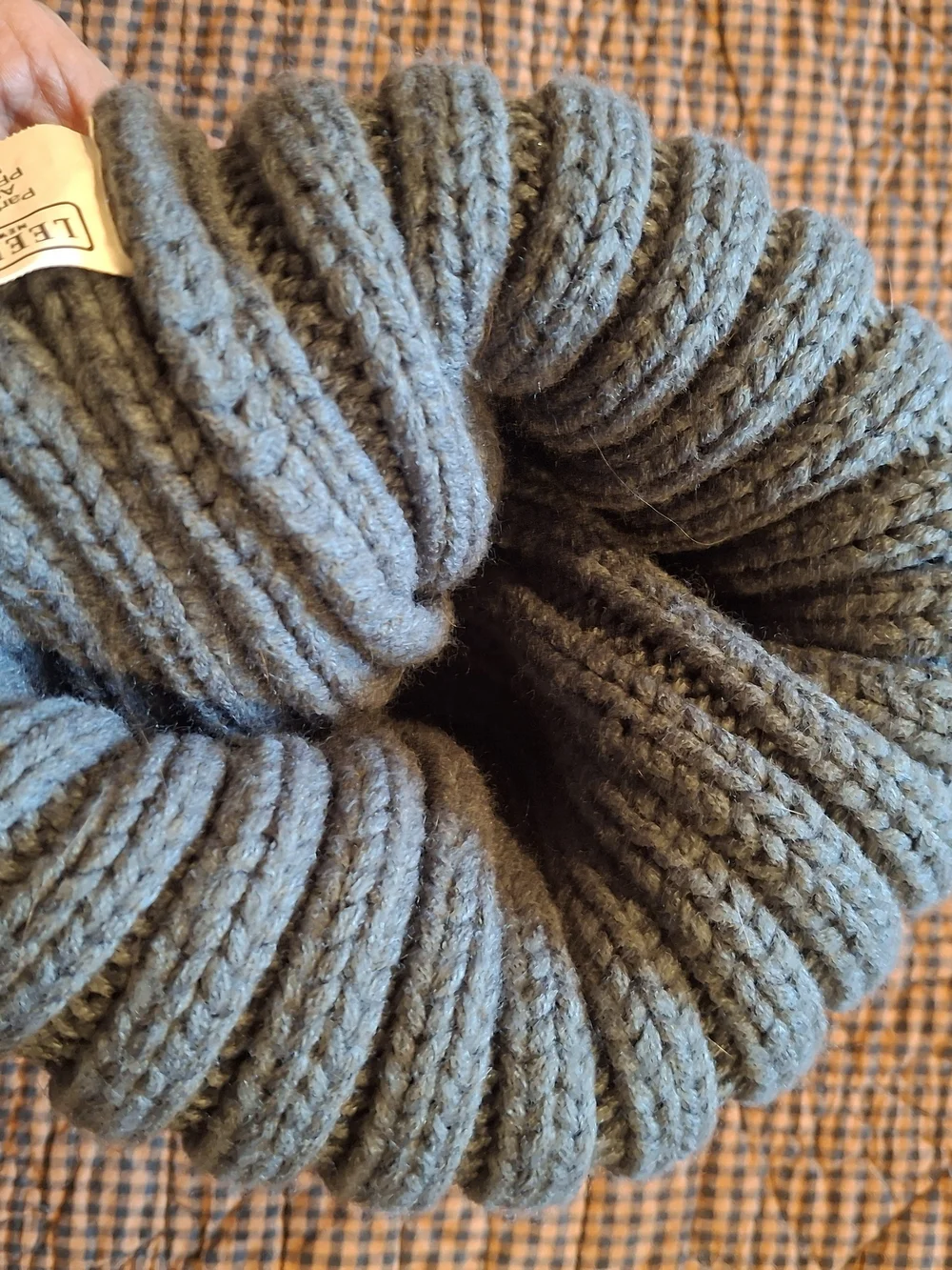 Color Street Grey Knit Pom Beanie with Faux Fur